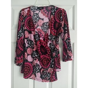 AGB Asymmetrical faux wrap blouse with a side buckled detail Size S